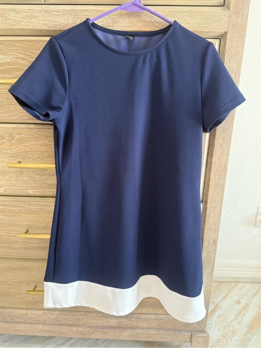 SHEIN Navy and White Short Sleeve Mini Dress